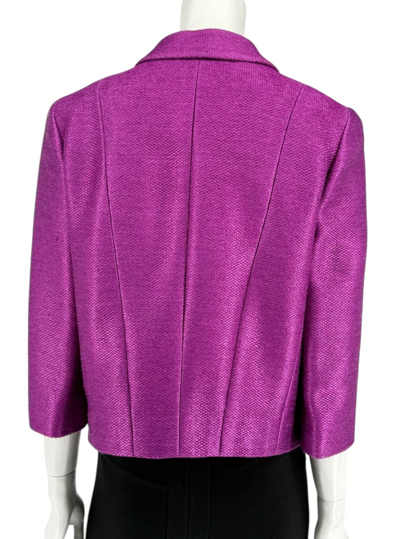 Chanel Fuchsia Textured Cotton-Blend Jacket – Size 42