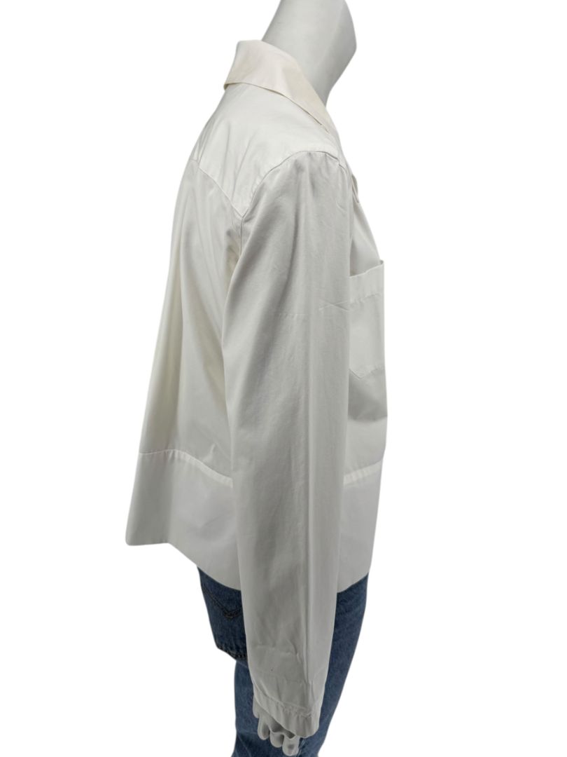 Chanel Ivory Zip-Front Cotton Blouse – Size 42