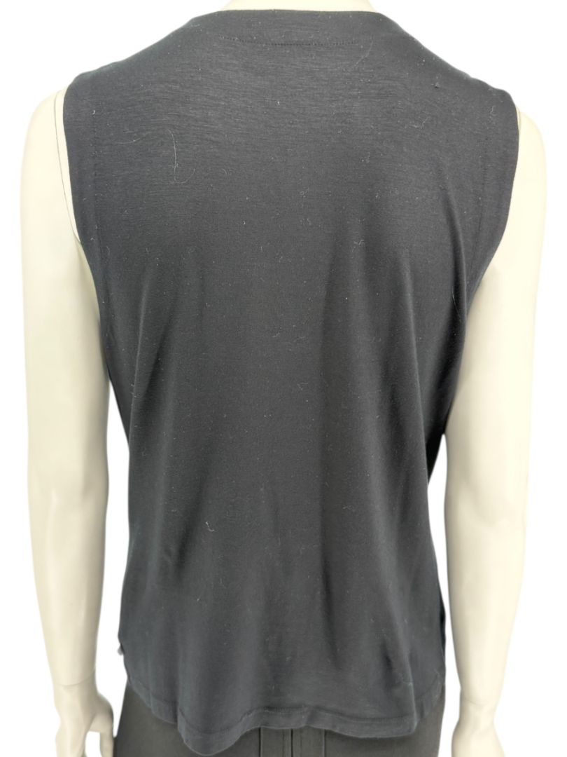 Akris Punto Black Modal-Blend Pleated Front Sleeveless Top – Size US 14