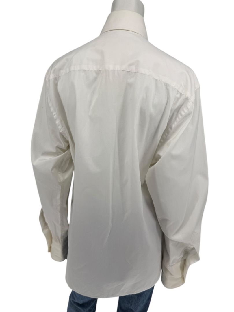 Karl Lagerfeld White Cotton Tuxedo-Style Pleated Shirt – Size 44