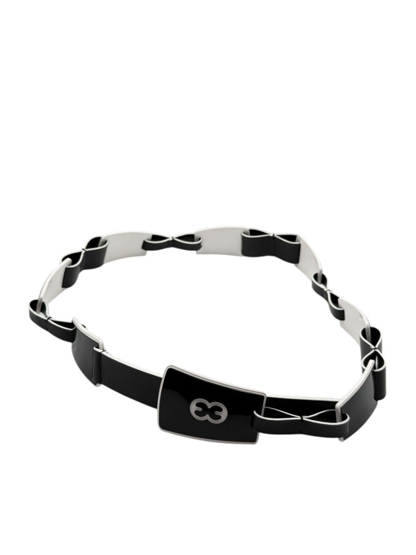 Escada Black Lucite &amp; Leather Statement Belt – XL