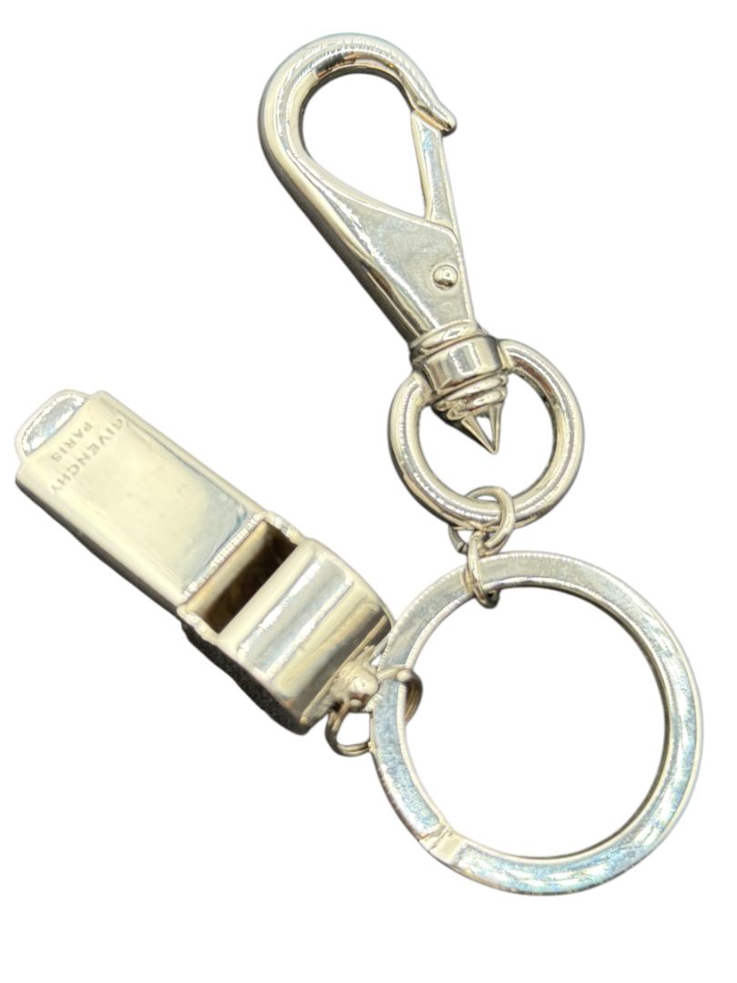 Givenchy Silver-Tone Whistle Keychain / Bag Charm – Functional Whistle
