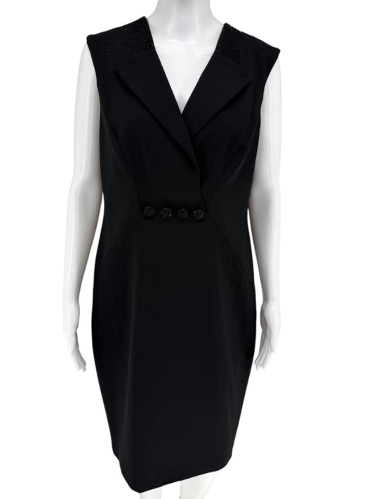 Pamella Roland Embellished Tuxedo-Inspired Sheath Dress
