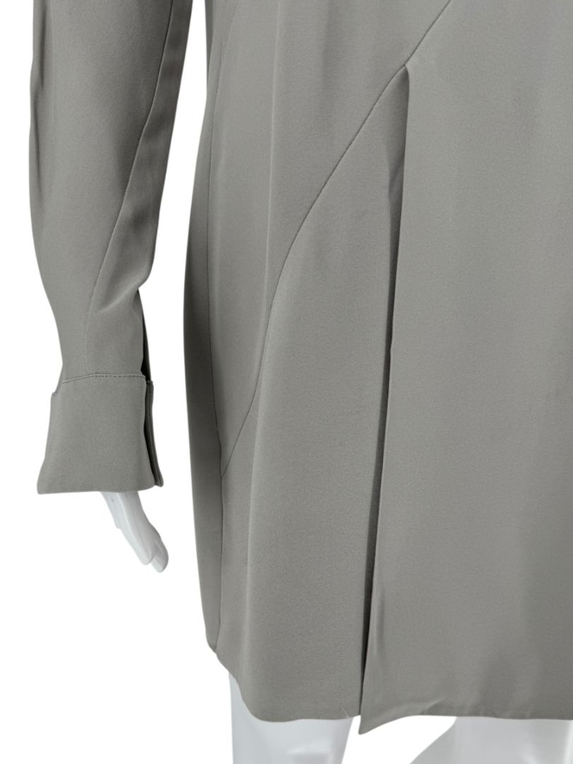 Akris Gravel Grey Long Silk Tunic Blouse – Size 8