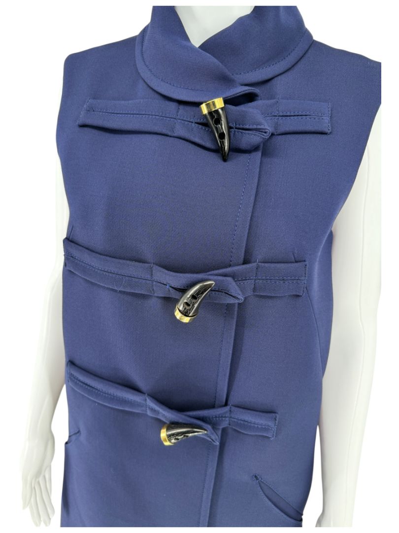 Derek Lam Navy Sleeveless Wool-Silk Blend Toggle Dress – Size IT 42 / US 6