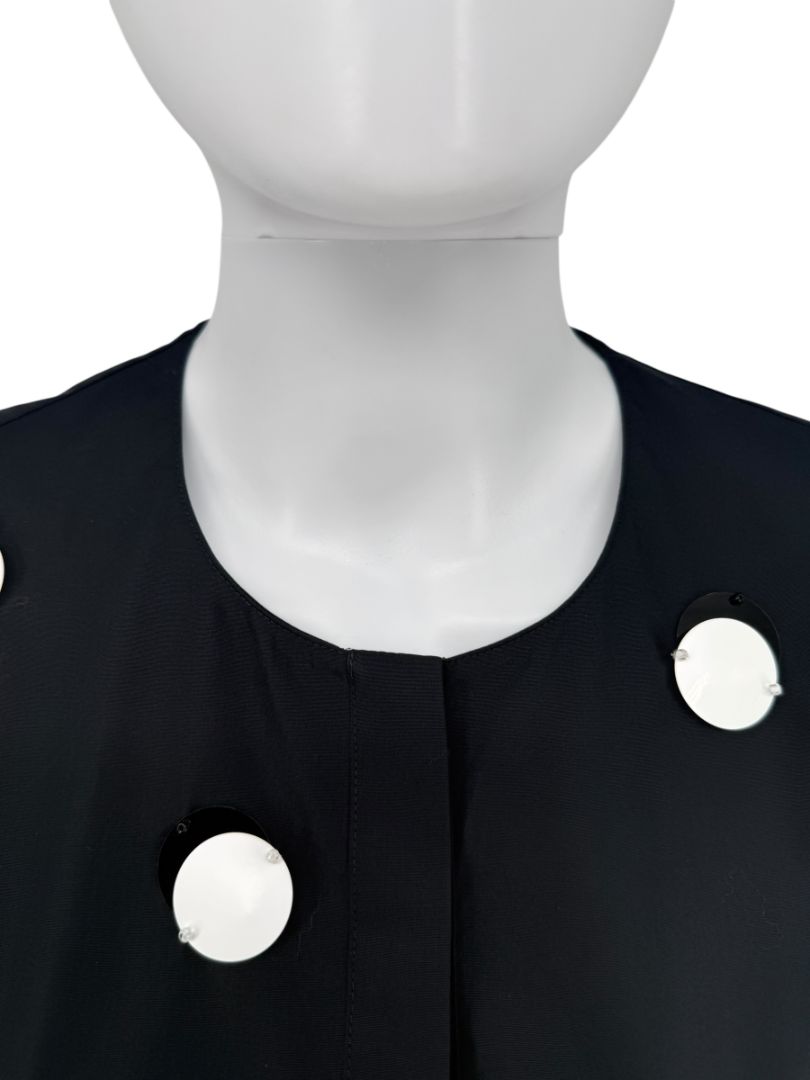 Akris Punto Black Cotton Tunic with Mirror Disc Detail – Size 10