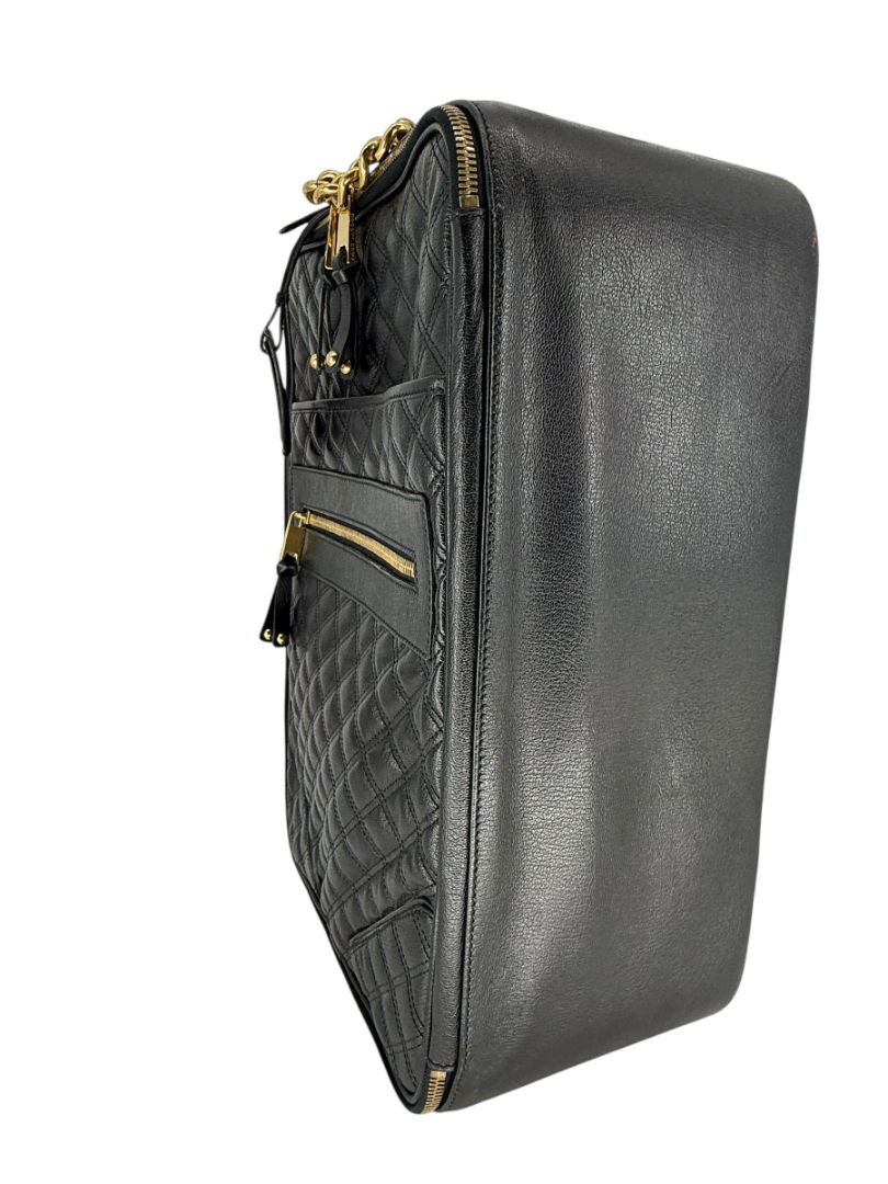 Marc Jacobs Quilted Black Leather Carry-On Suitcase – 20.8" x 14.2" x 8.3"
