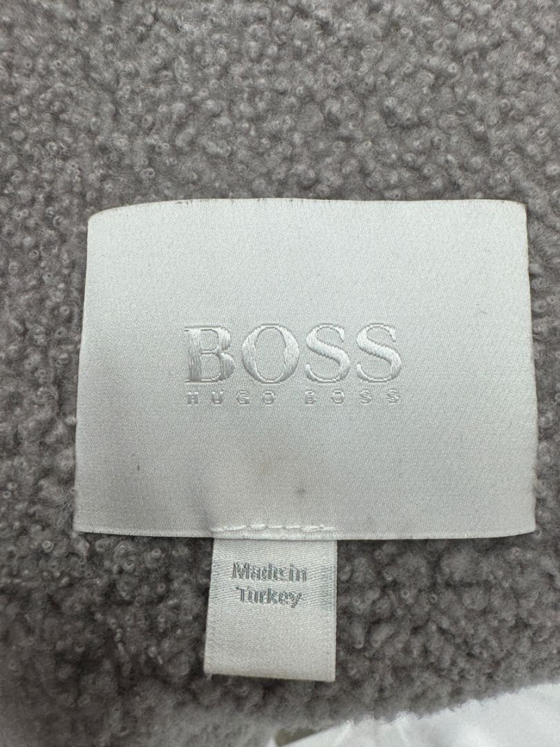 Hugo Boss Grey Shearling-Lined Suede Coat – Size Large