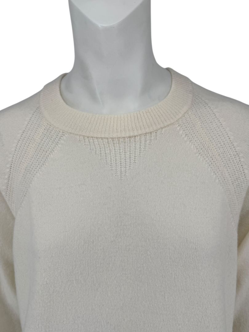 Eleventy Ivory Wool & Cashmere Crewneck Sweater – Size M