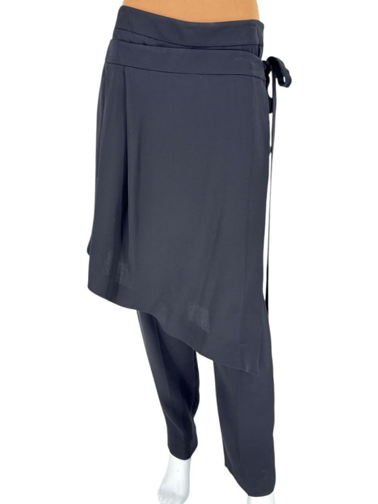 NWT Oscar de la Renta Black Asymmetric Overlay Pants – Size 10