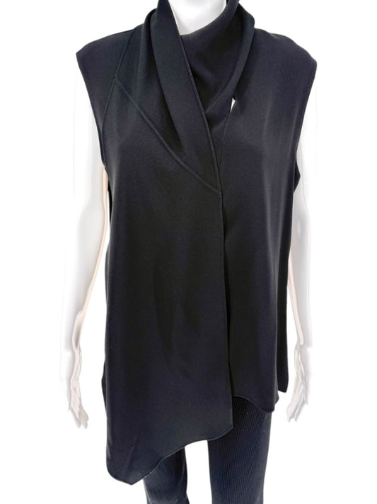 Adam Lippes Black Sleeveless Draped Collar Top – Size 12