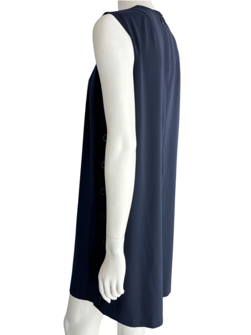 Akris Punto Navy Sleeveless Shift Dress with Side Grommet Detail – Size 10