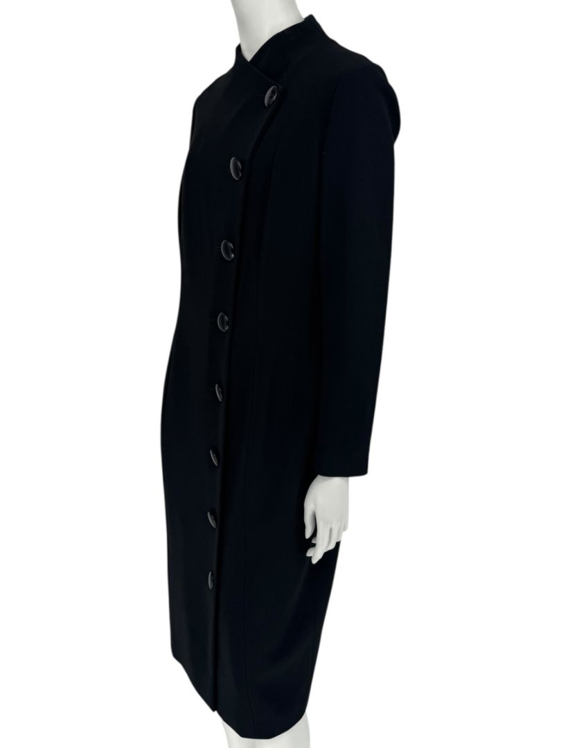 Pamella Roland Black Asymmetric Button-Front Dress - Large