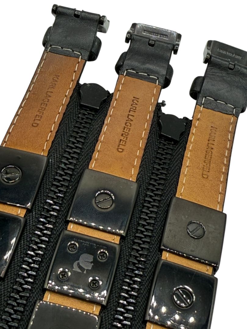 Karl Lagerfeld Black Zip Triple Strap Watch – Model KL2001