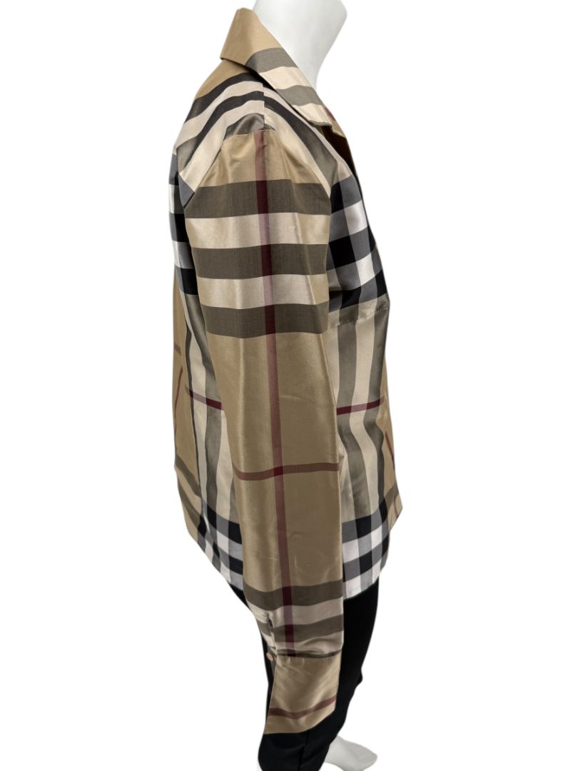 Burberry London Women’s Beige Nova Check Silk Blazer – Size XL