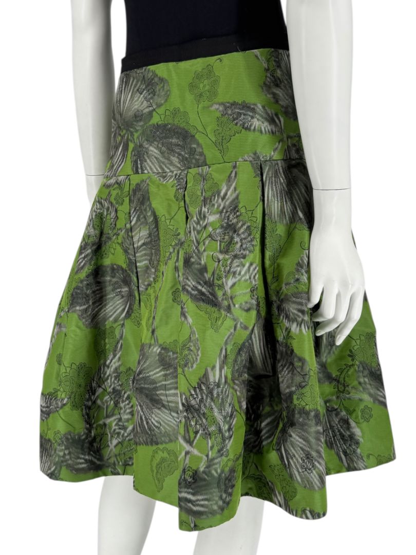 Oscar de la Renta Green Floral Silk Skirt – Fall 2008 - Size 16