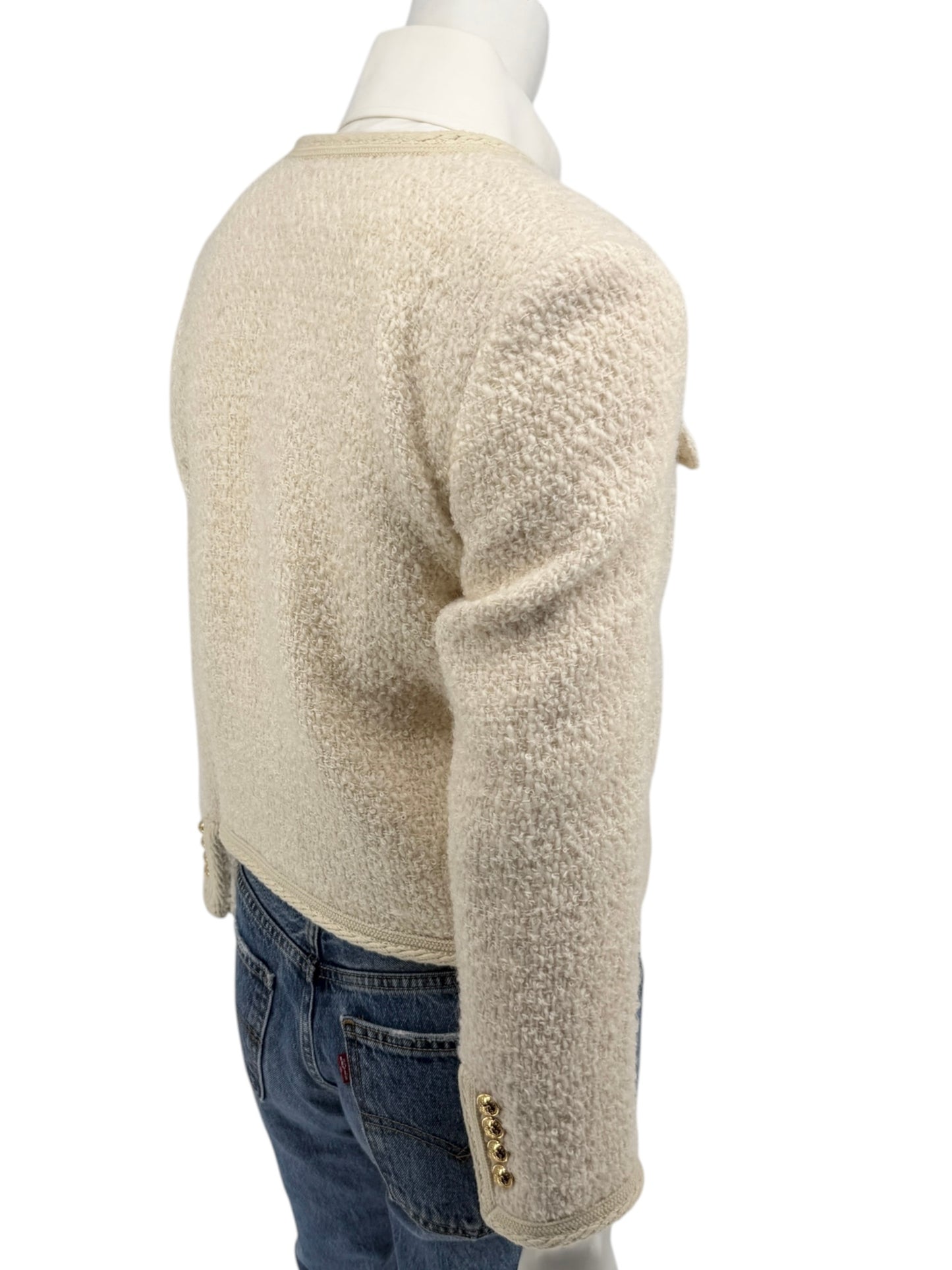 Celine “Chelsea” Ivory Tweed Jacket – Size FR 34