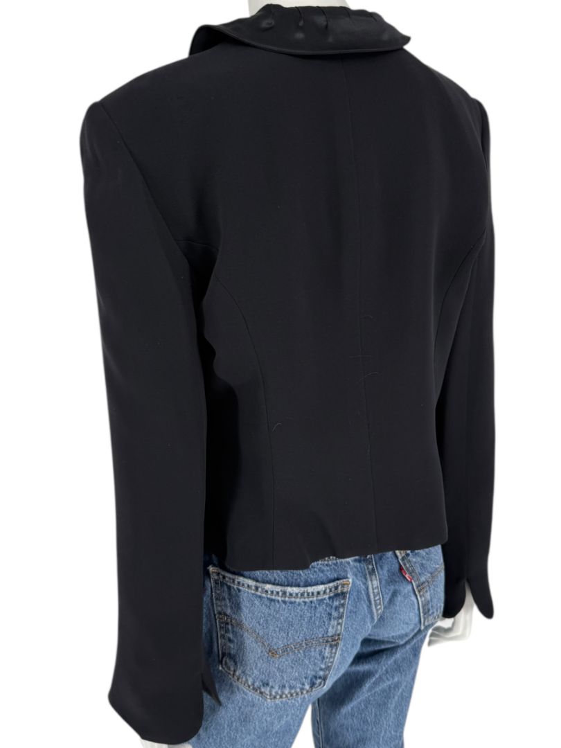 Armani Collezioni Black Rosette-Collar Tailored Jacket – Size 12