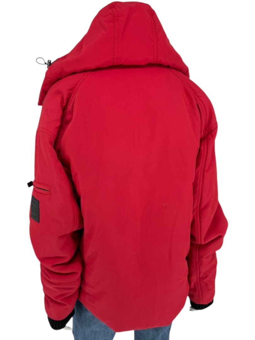 Chanel Red Hooded Puffer Technical Jacket – Size 42