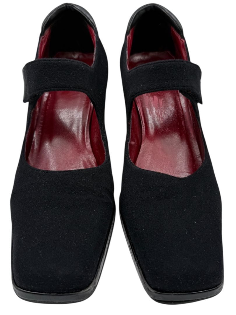 Donald J Pliner Black Stretch Fabric Mary Jane Wedge Shoes – Size 9.5