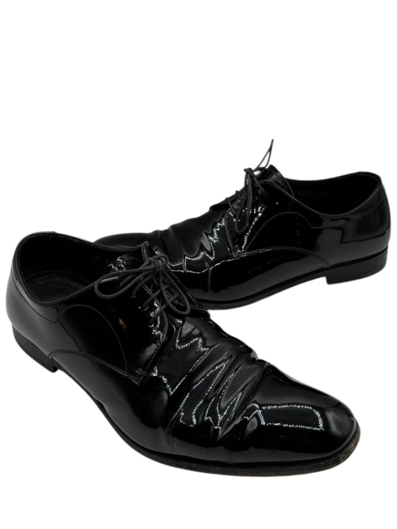 Prada Black Patent Leather Derby Shoes – Size 6.5 Mens