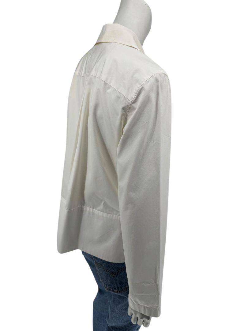 Chanel Ivory Zip-Front Cotton Blouse – Size 42