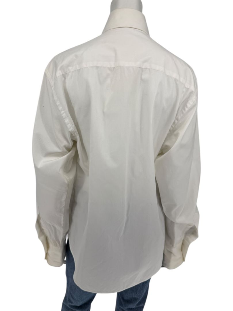 Karl Lagerfeld White Cotton Tuxedo-Style Pleated Shirt – Size 44