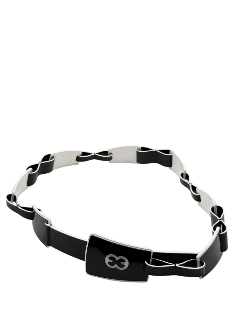 Escada Black Lucite &amp; Leather Statement Belt – XL