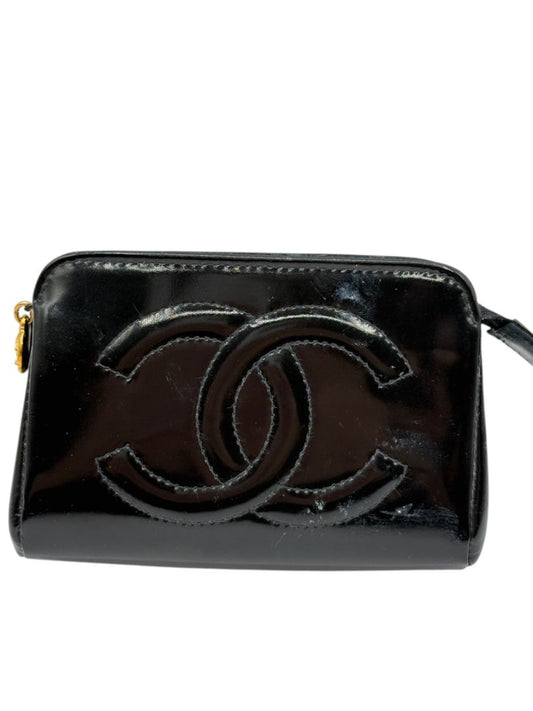 Chanel Black Patent Leather CC Mini Zip Pouch – Gold-Tone Hardware