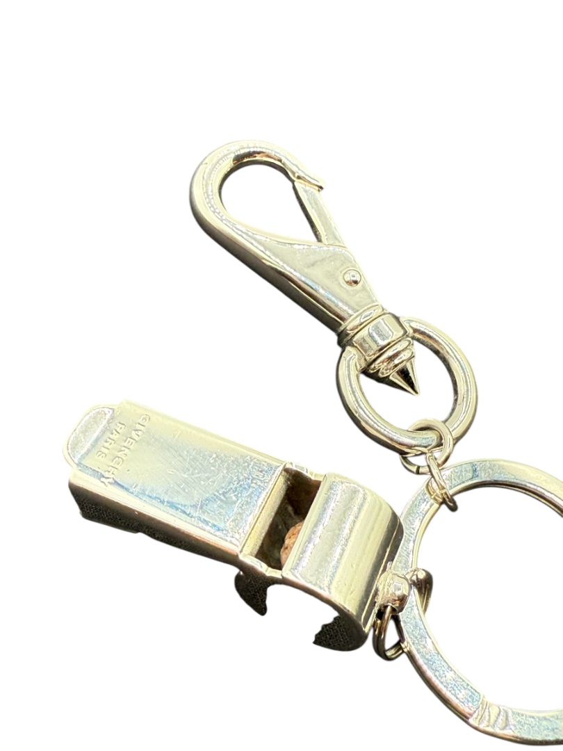 Givenchy Silver-Tone Whistle Keychain / Bag Charm – Functional Whistle