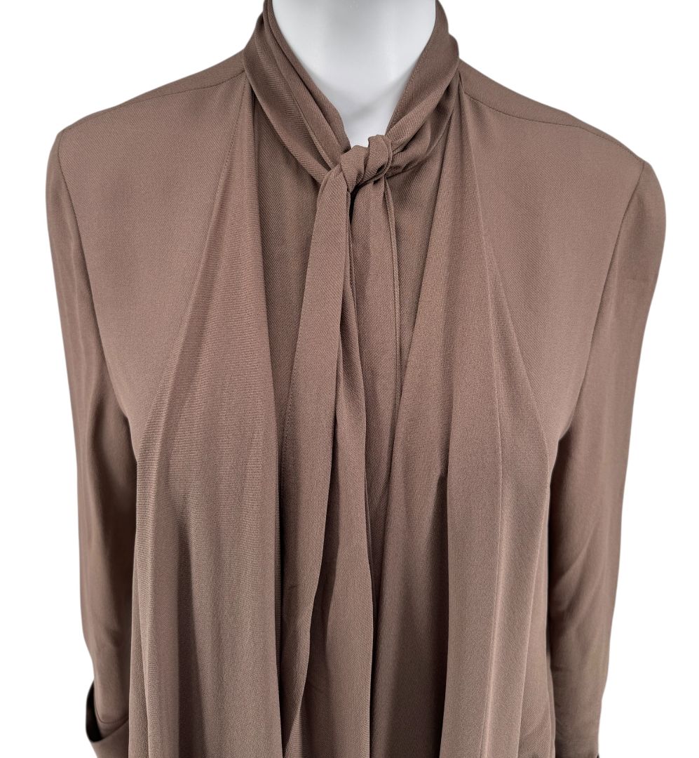 Fendi Draped Silk Georgette Blouse in Cocoa Brown – Size IT 42 (US 6)