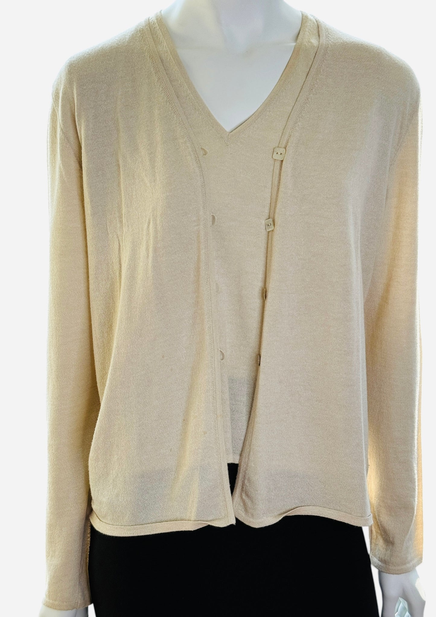 Chanel Beige Cotton-Cashmere Twin Set – Size FR 46 (US 12)