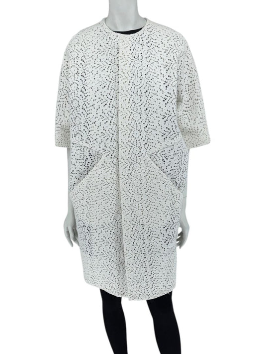 Maria Cornejo White Cotton Eyelet Cocoon Coat – Size 6