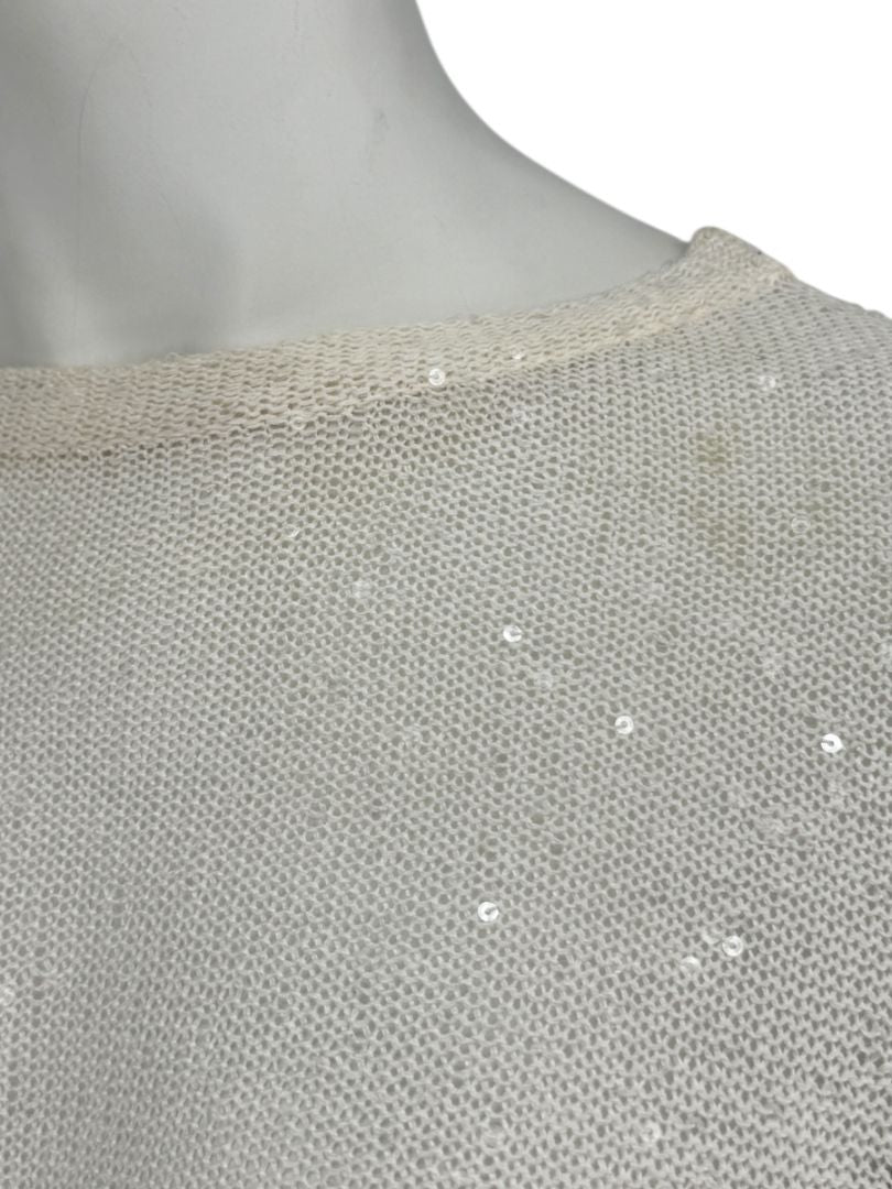 Brunello Cucinelli Ivory Hi-Low Sequin Knit Tunic – Size L