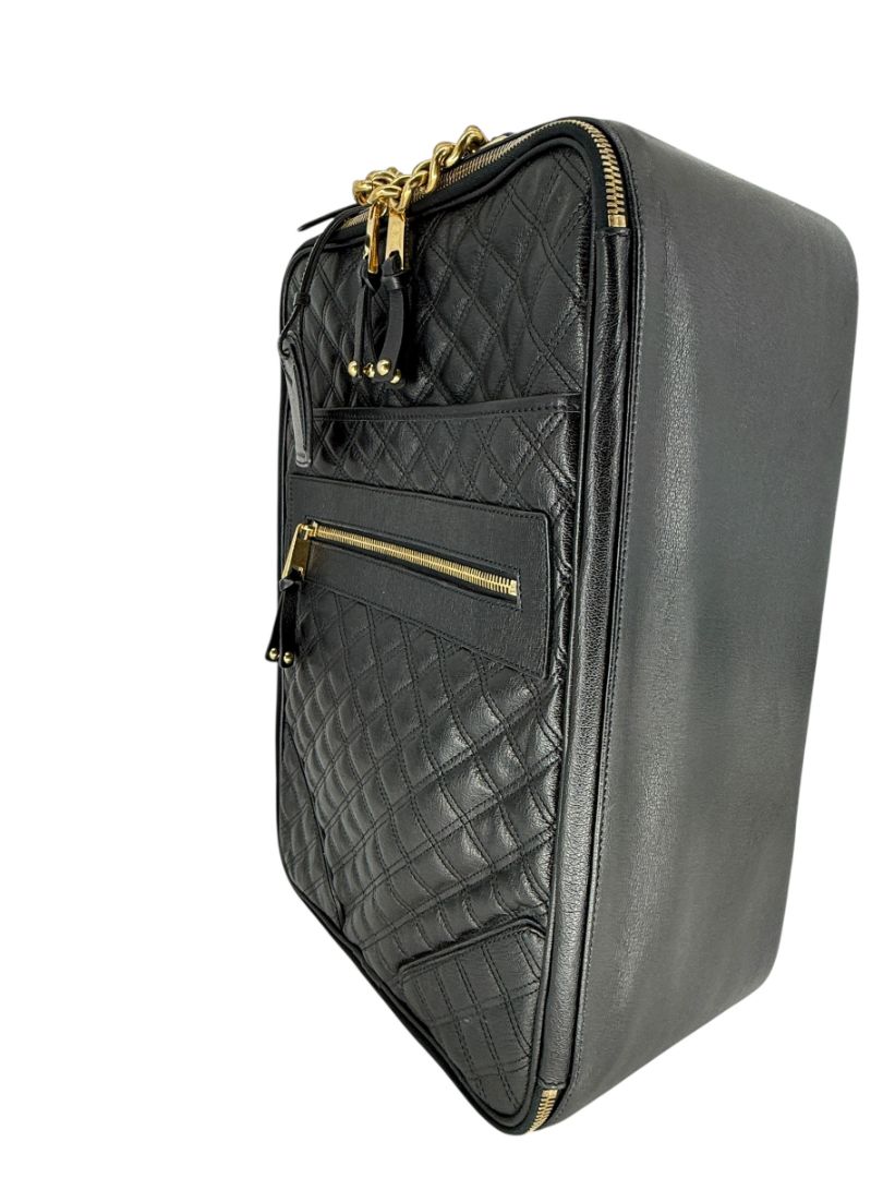 Marc Jacobs Quilted Black Leather Carry-On Suitcase – 20.8" x 14.2" x 8.3"