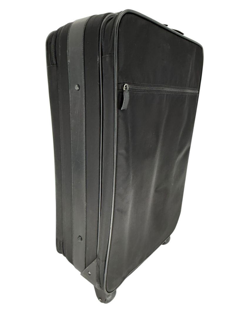 Prada Black Nylon Rolling Suitcase with Saffiano Leather Trim – 26.5" x 17.5" x 9.5"