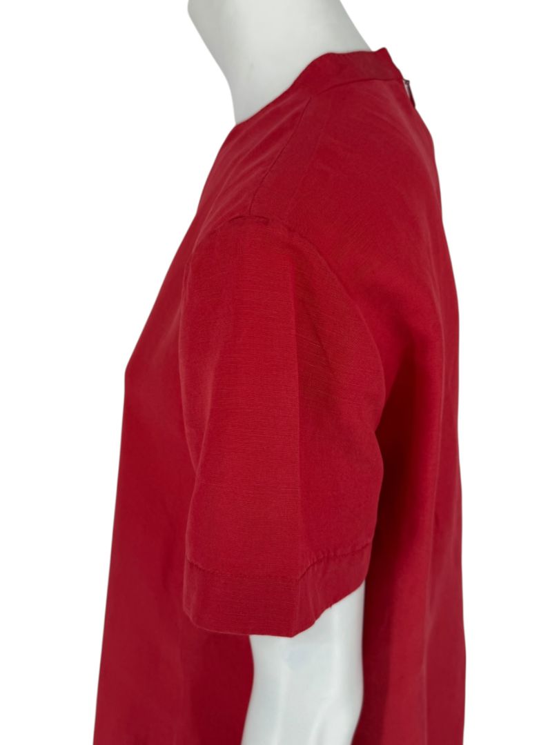 Lafayette 148 New York Red Linen-Blend Midi Dress – Size M
