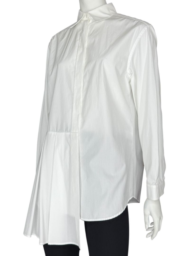 Agnona White Asymmetric Pleated Cotton Shirt – Size IT 40- NEW
