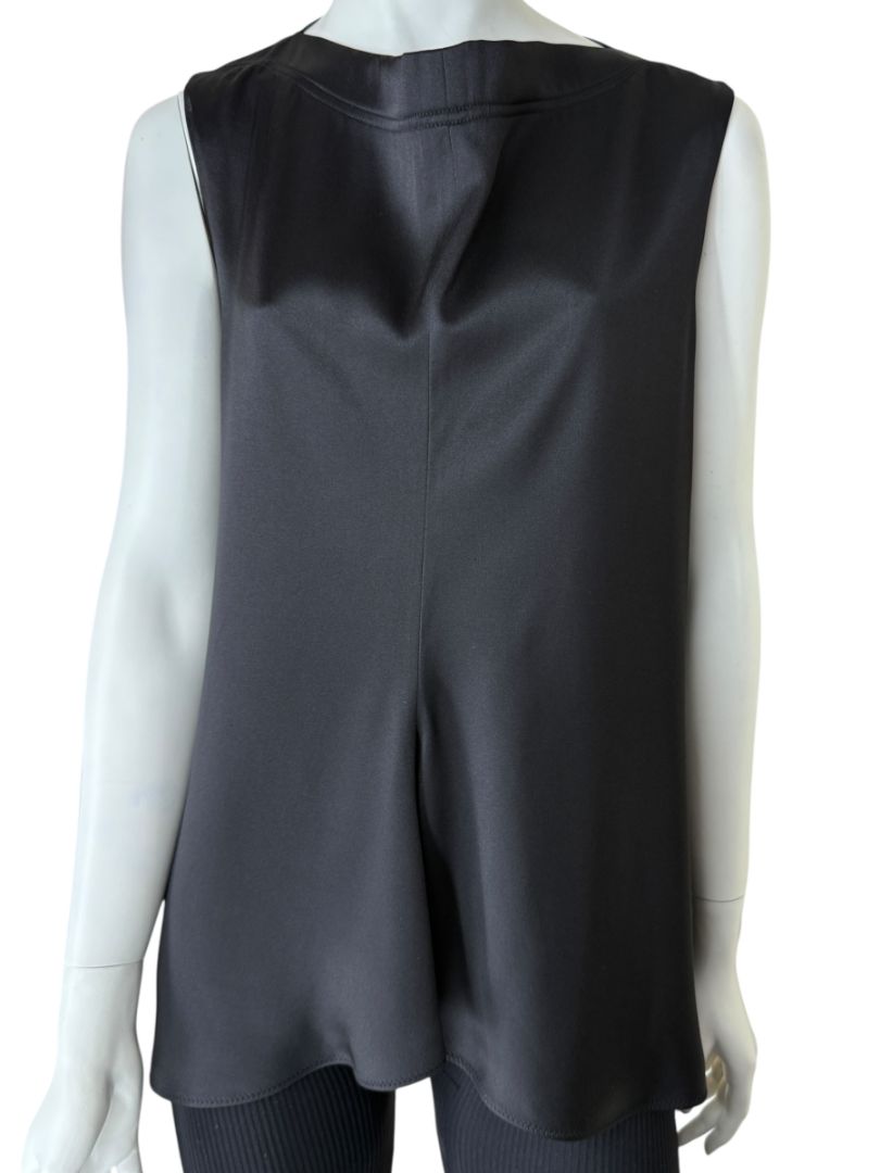 Celine Black 100% Silk Sleeveless Tunic Top - Size 42 FR