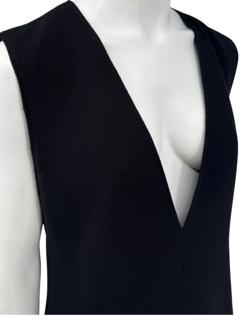 Lida Baday Black Wool Deep-V Mini Dress – Size 12