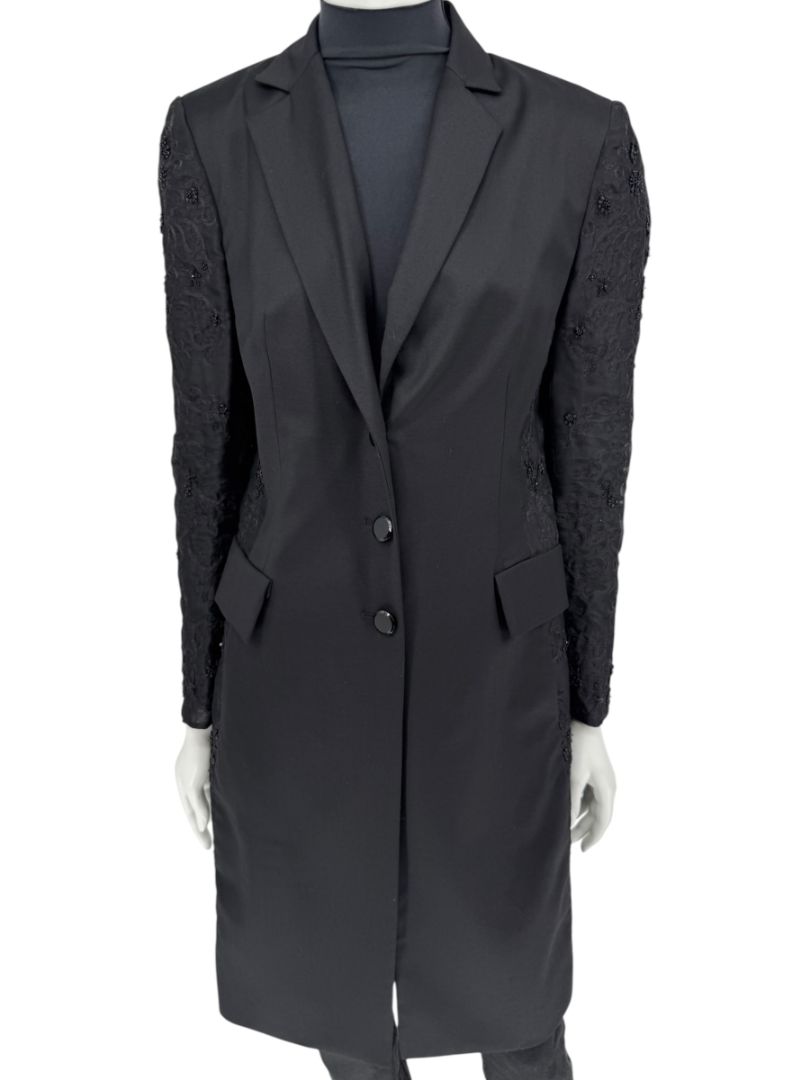Pamella Roland Black Embellished Longline Jacket – Large