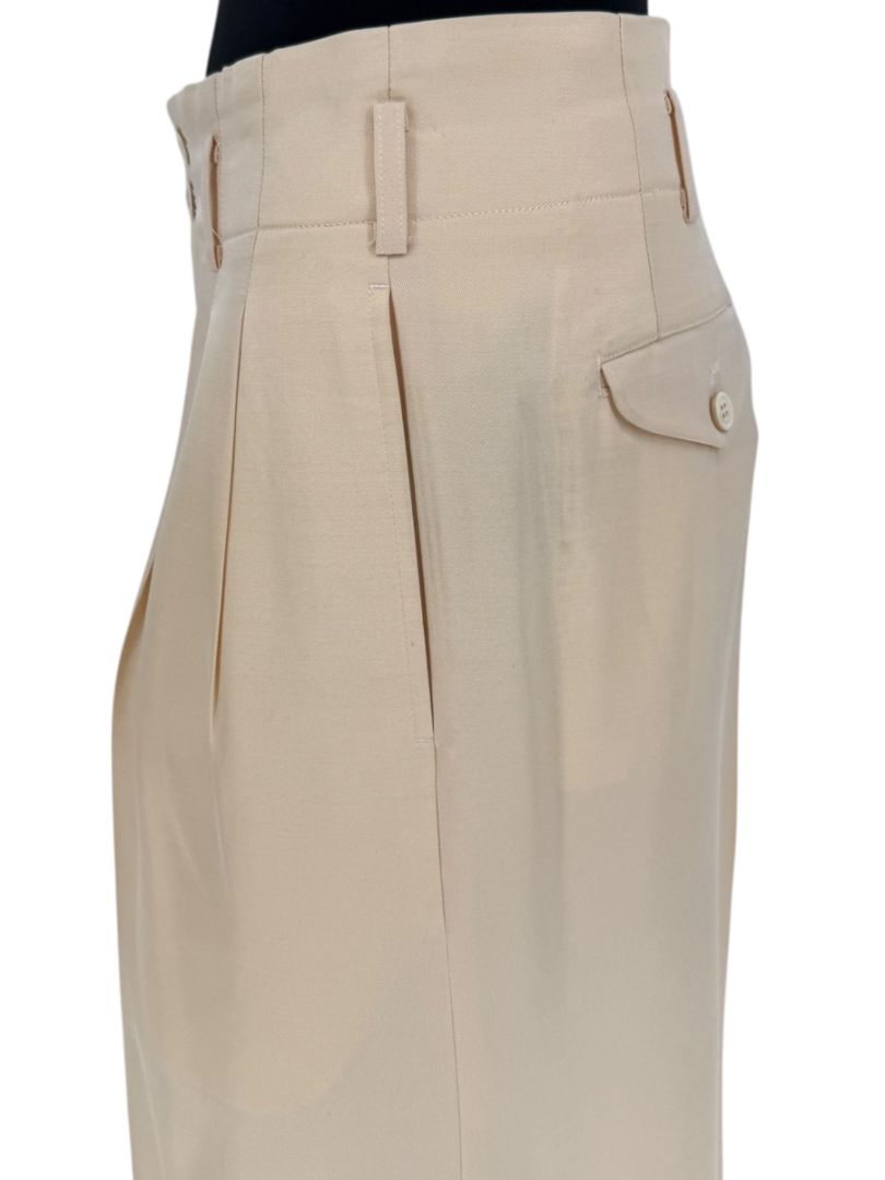Comme des Garçons Beige Silk-Wool Wide-Leg Trousers – Size L