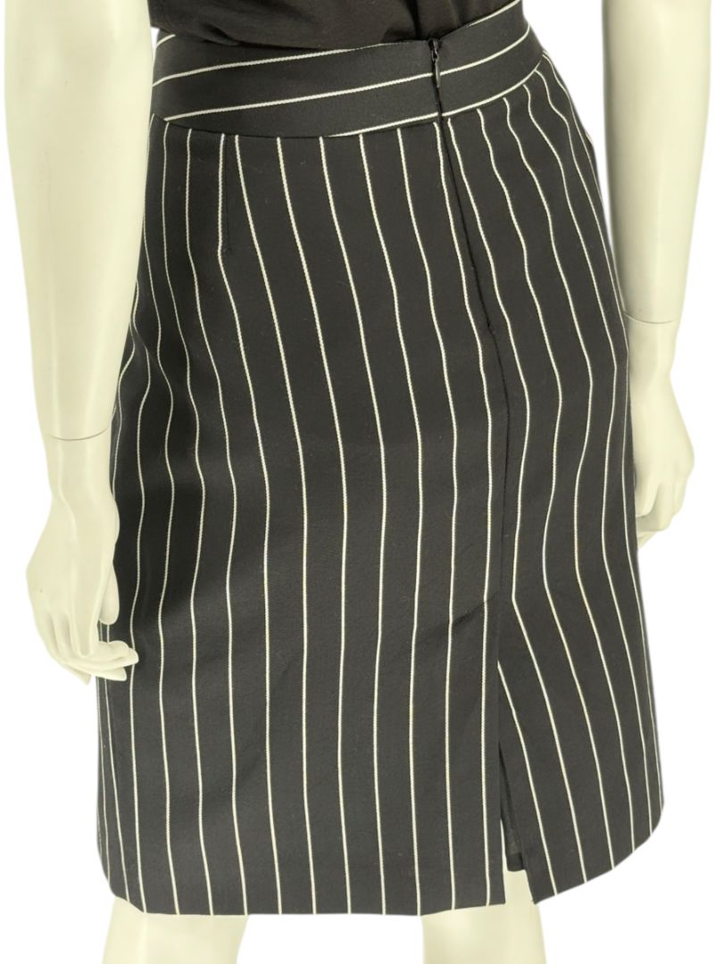 Armani Collezioni Black Pinstripe Wool Skirt – Size 12