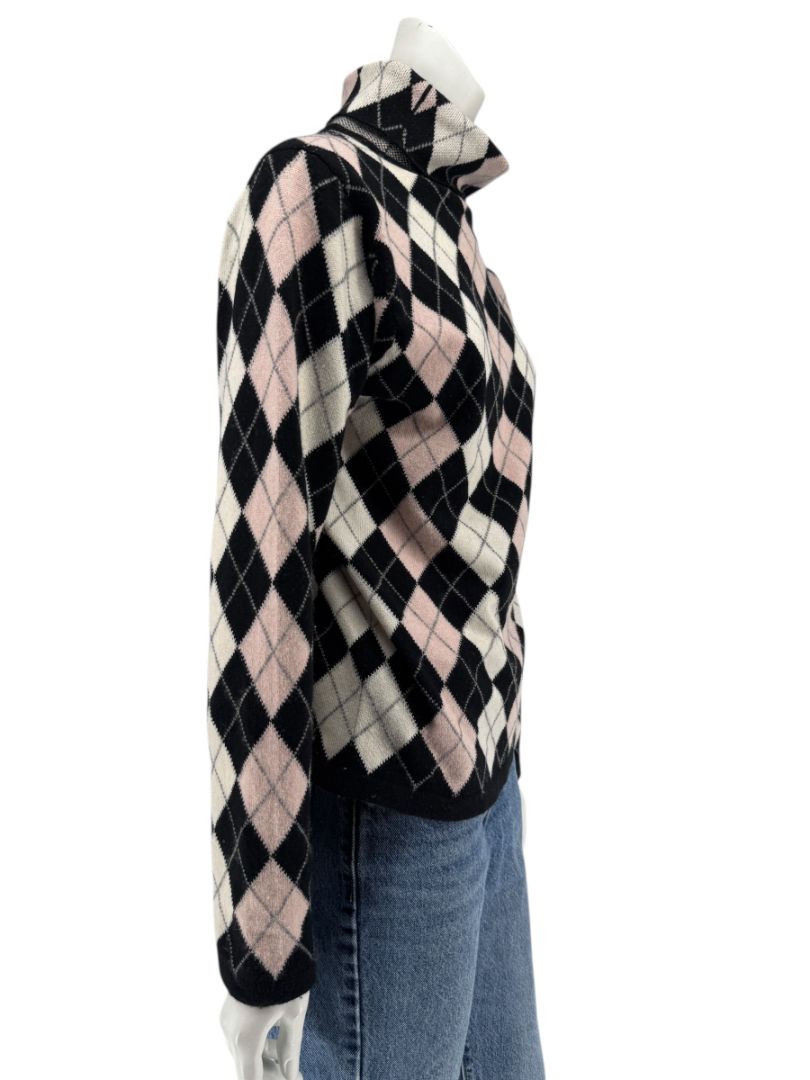 Pringle of Scotland 100% Cashmere Argyle Turtleneck Sweater – Size XL