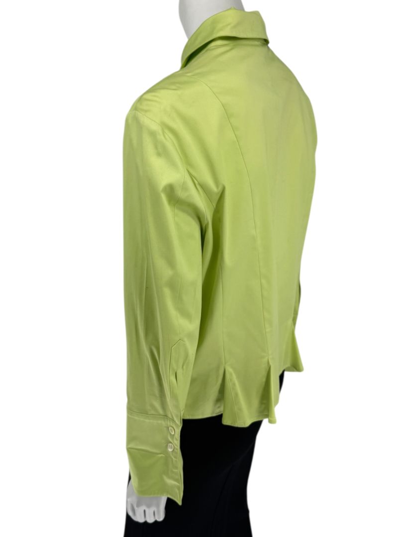 Escada Lime Green Cotton Blend Tailored Blouse – Size 42