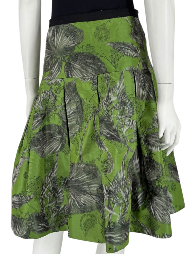 Oscar de la Renta Green Floral Silk Skirt – Fall 2008 - Size 16