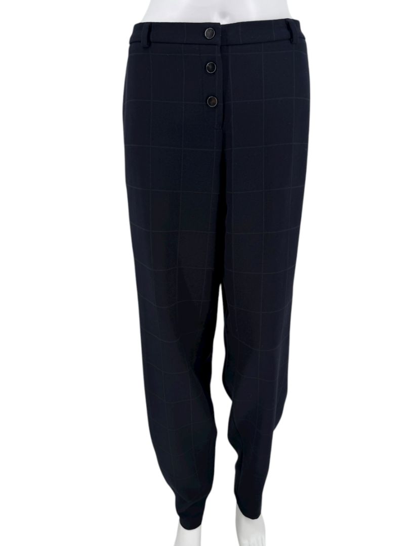 Armani Collezioni Navy Windowpane Check Trousers – Size 48
