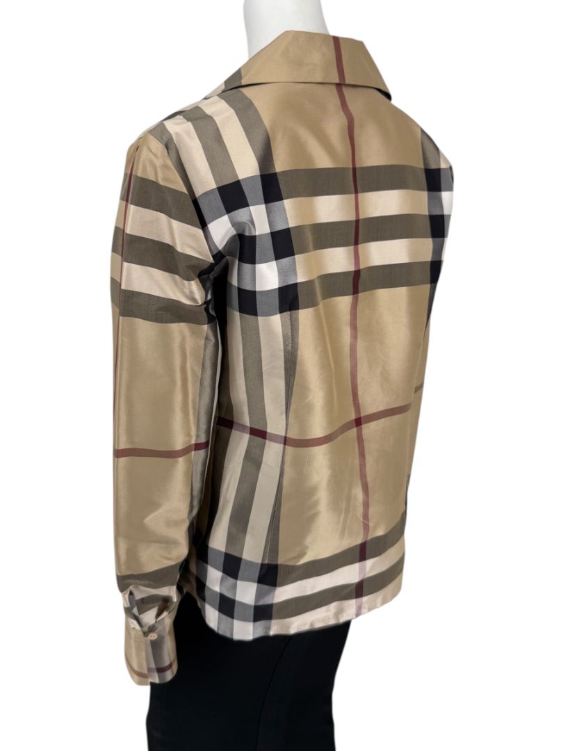 Burberry London Women’s Beige Nova Check Silk Blazer – Size XL