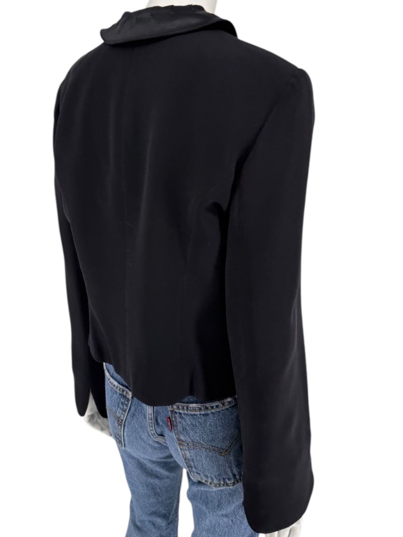 Armani Collezioni Black Rosette-Collar Tailored Jacket – Size 12