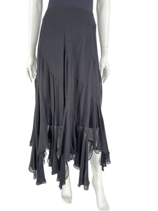 Dana Buchman Black Silk Asymmetric Ruffle Skirt – Size 12